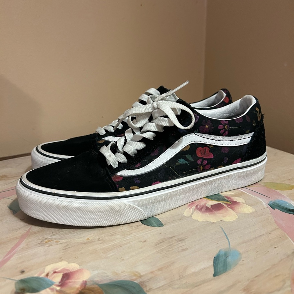 Vans Black Floral Canvas Sneakers